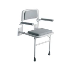 Padded Wall Mounted Shower Seat with Arms and Legs